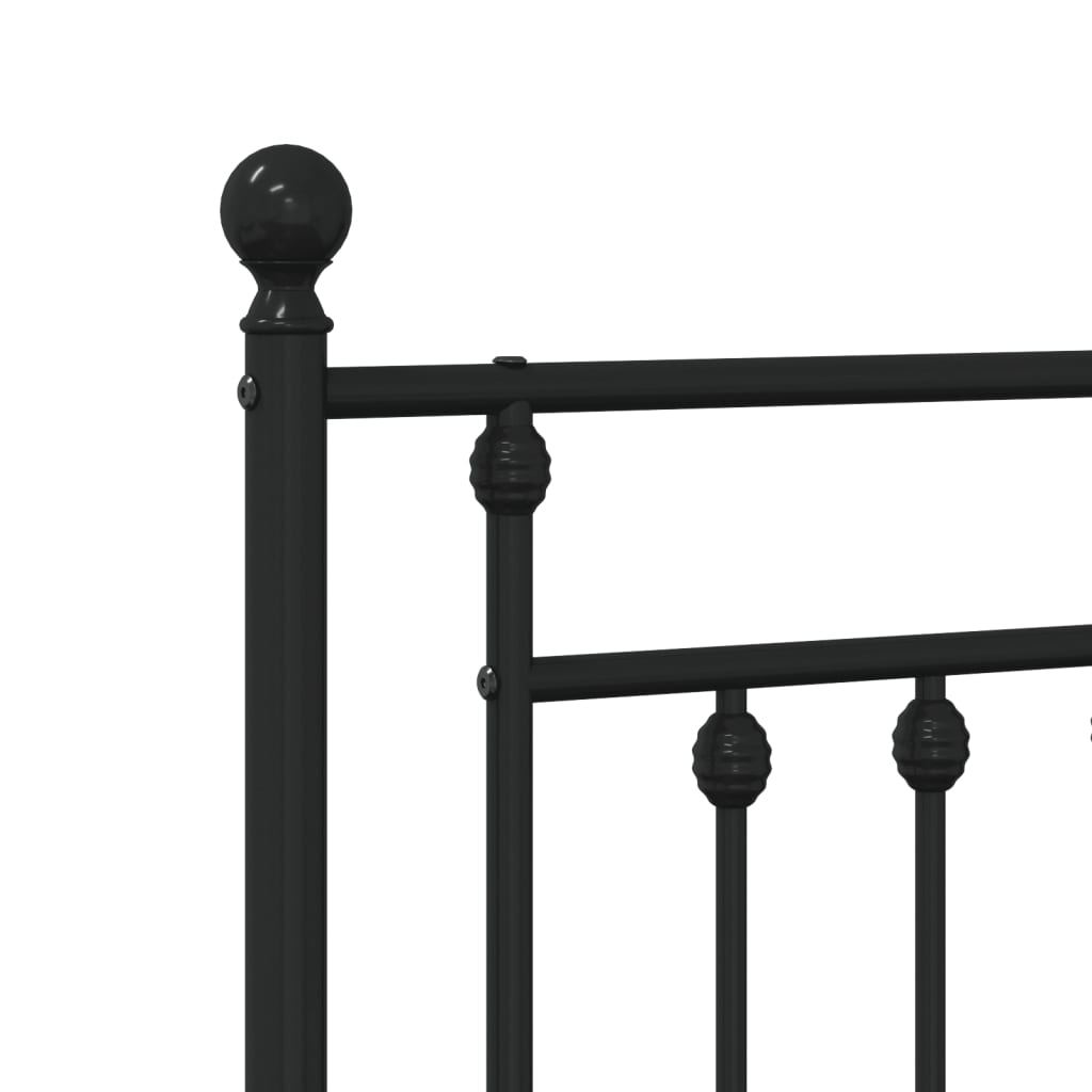 Metal Bed Frame with Headboard and Footboard Black 107 x 203 cm
