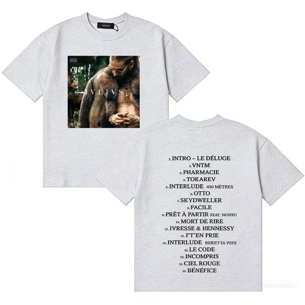 French Rapper SCH JVLIVS Tour Inspired Gothic High Quality Casual Oversized TShirt Unisexs Womens Cozy Summer Tee Shrits Teenagers