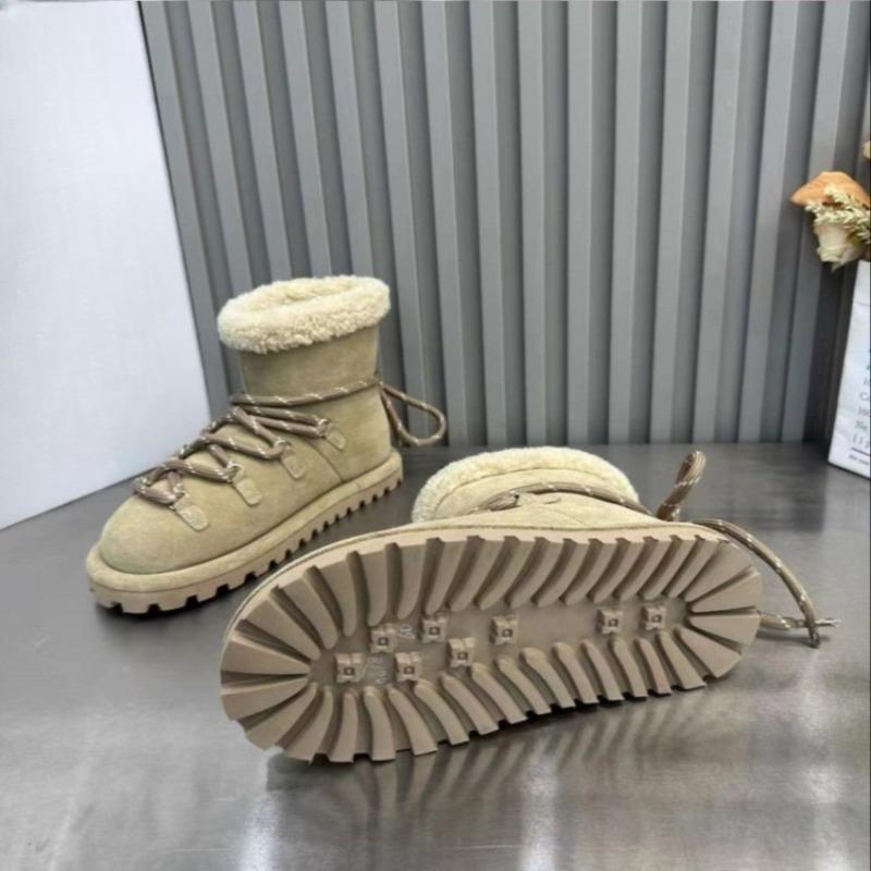 Snow Boots Women's New Winter Platform Plus Velvet Fur Integrated Thermal Strap Ugly Cute Booties