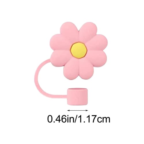 8-delt sett med søte blomster-sugerørstopper, matgodkjent silikon, støvtett, lekkasjesikkert, gjenbrukbare sports-sugerørdeksler, drikkesugerørdeksler, dekorativt deksel