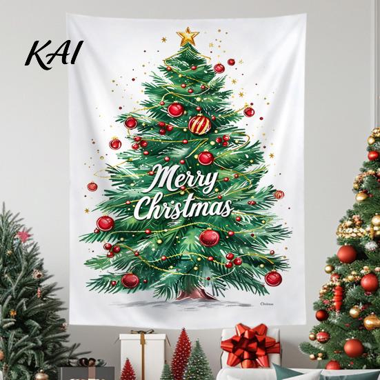 Wall Tapestry for Party Merry Christmas Tapestry, Hanging Fabric Backdrop, Xmas Tree Winter Holiday Art Living Room, Bedroom Decoration, 59"