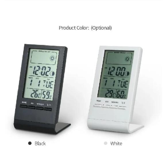 Mini Digital Thermometer Hygrometer Indoor Temperature Humidity Meter Gauge Clock Weather Station Forecast Max Min Value Display