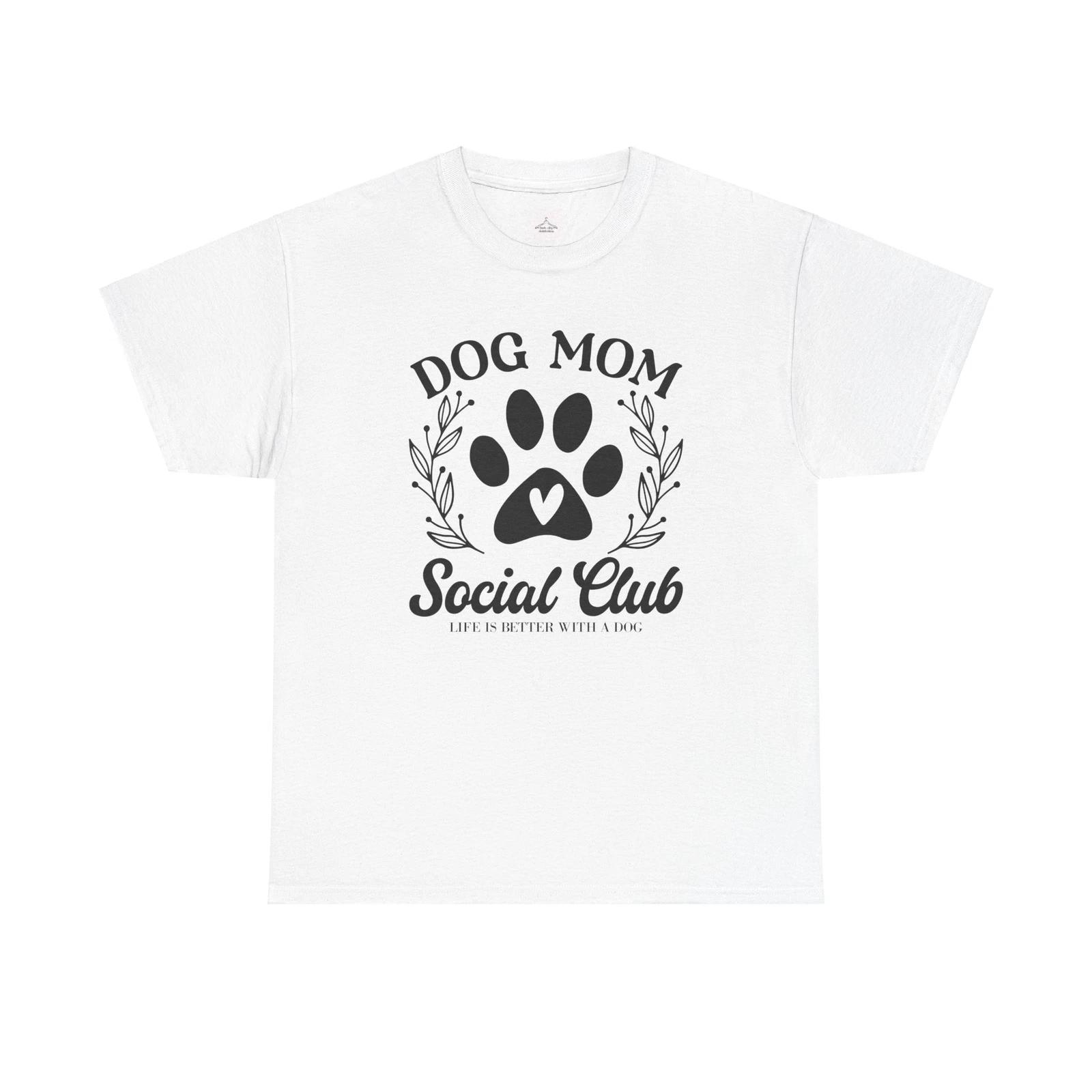 Dog Mom Social Club Tee, Unisex Cotton Shirt for Dog Lovers, Pet Owner Gift, S