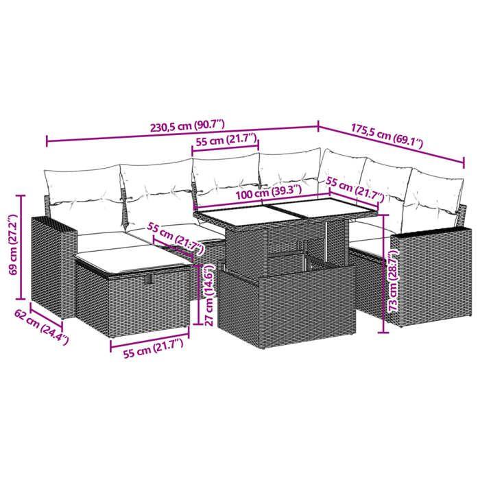 VidaXL Garden Lounge Set 8 Pcs with Brown Cushions Wicker 3274843