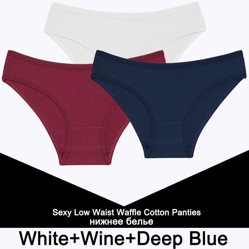 3PCS/Set Damen Waffel Baumwolle Slips Sexy Dessous Damen Unterwäsche Unterhose Slips Mädchen Einfarbige Intime Slips Für Frau