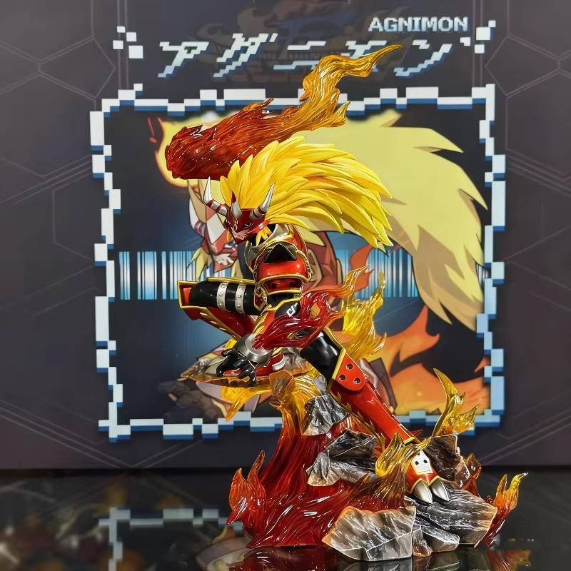 26cm Anime Digimon Agunimon Wolfmon Agnimon Action Figures PVC Statue Collectable Model Toy Computer Case Decor Boy Gift