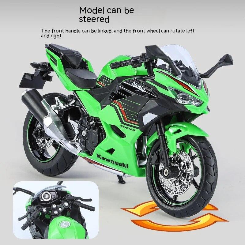 1/12 Scale Kawasaki 400 Motorcycle Die-cast Model - Sound & Light Effects - Authentic Details - Fun for Kids & Motorcycle Lovers