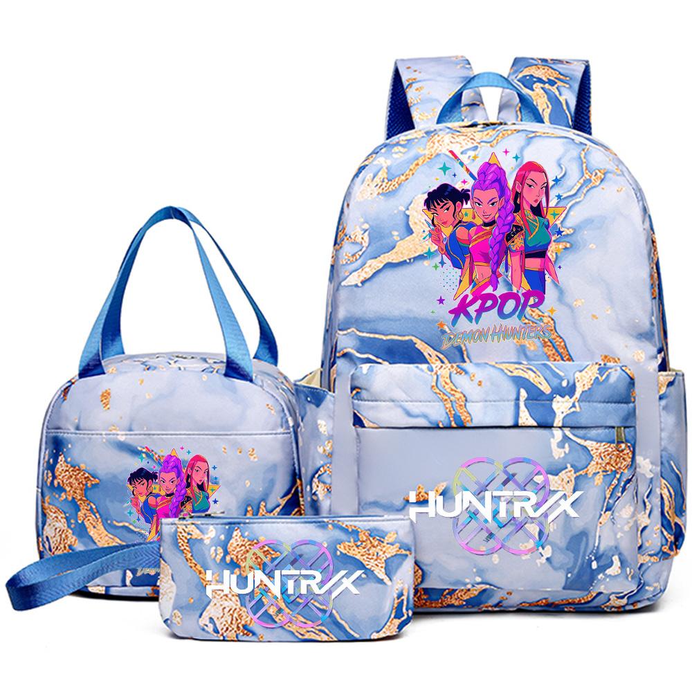 3 szt./zestaw Plecak z nadrukiem Anime Kpop z torebką i piórnikiem dla nastolatka, studenta, dziewczyny, chłopca, wodoodporna torba podróżna Mochila