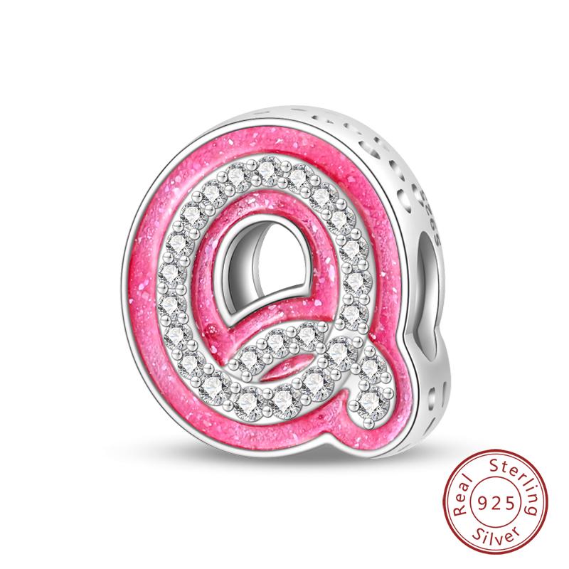 Copper Princess Pink 26 Letters Charm Bead Charms Bead Charms 3mm Do It Yourself Birthday Fine Jewellery Making