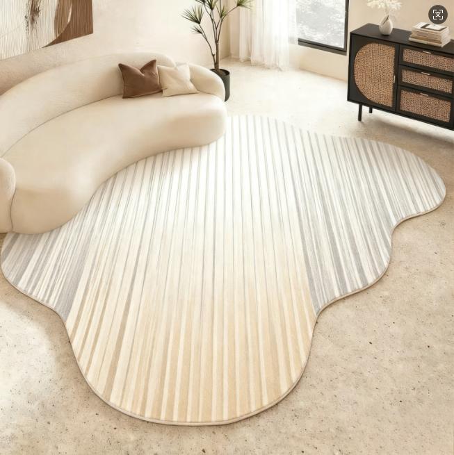 Irregular Shape Bedroom Decor Line Carpet Home Thick Plush Rug Cream Style Carpets for Living Room Fluffy Soft Lounge Floor Mat