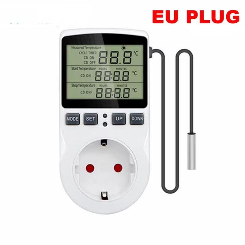 EU Plug Digital Temperature Controller Timer Socket Thermostat With Timer Switch Cooling Heating Temperature Sensor