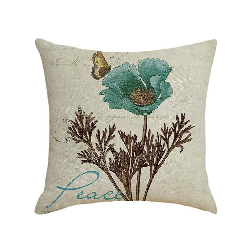 Floral Butterfly Leaves Pillow Summer Garden Scene Cover Bedroom Soft Decoration