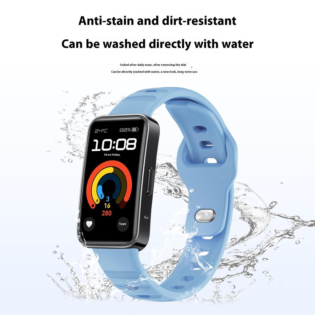 Silikonarmband für Huawei Band 10 NFC/10/9 NFC/9/8 NFC/8 Smart Armband Design mit umgekehrter Schnalle und Rillendesign