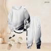 Women Plus Size Gem Heart Printed Two Piece Set Long Sleeve Hooded Top Cuffed Pants