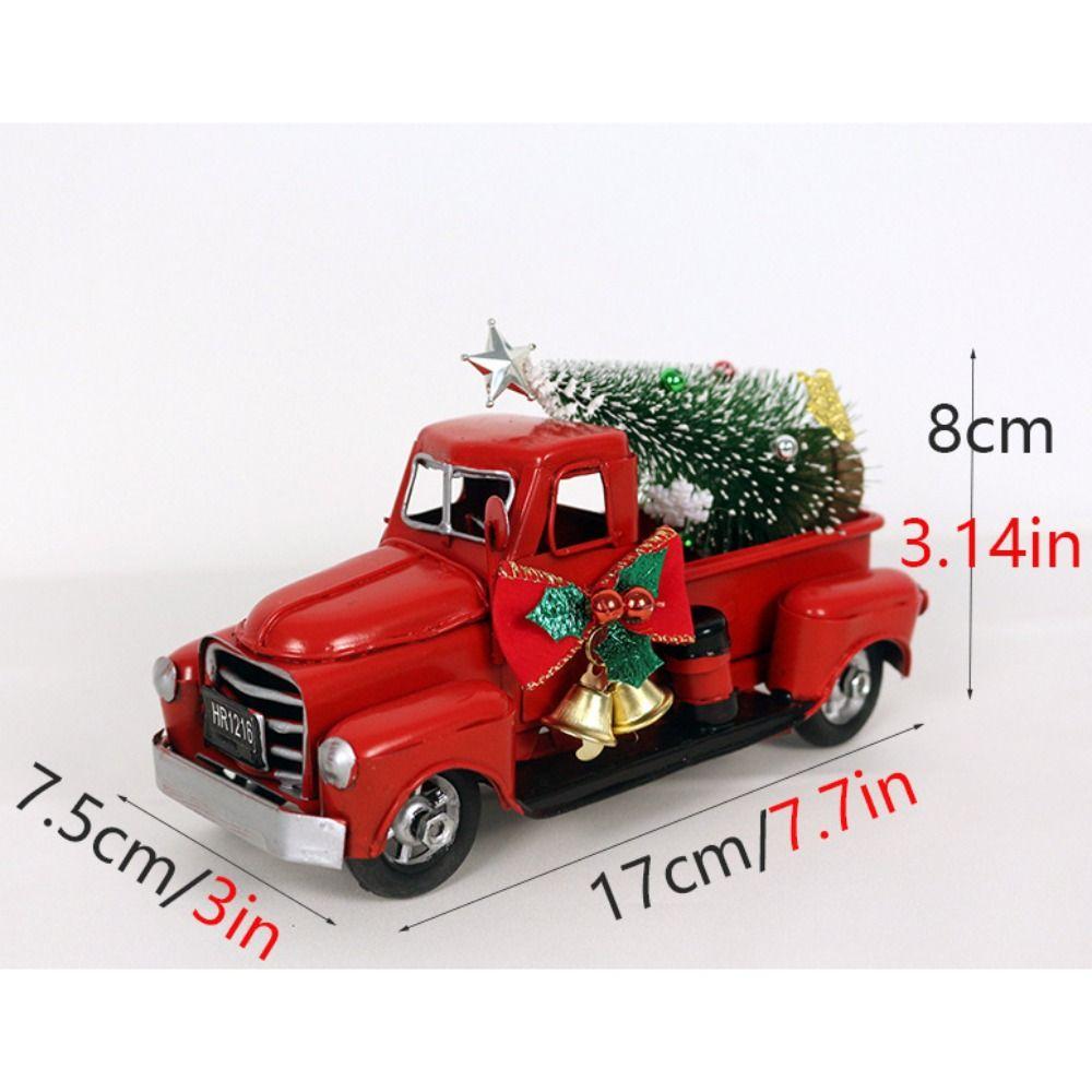 DIY Decor Farm Truck Model Red Red Metal Truck Toy Retro Christmas Truck  Christmas