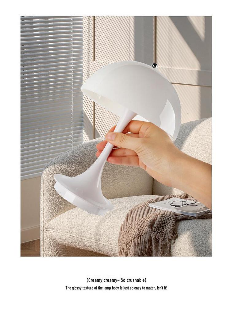 Denmark Style Mushroom Table Lamp: Slim Waist, Dimmable Touch Night Light for Bedroom