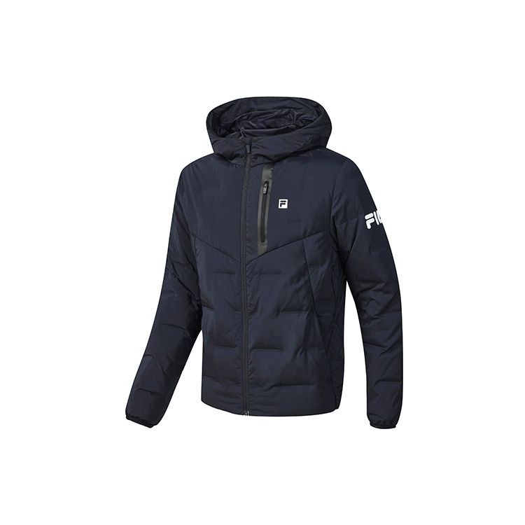 

FILA Athletics Casual Basic Lightweight Logo Hooded Warm Down Jacket Men Jackets Dark-Blue A11M241921FNV M