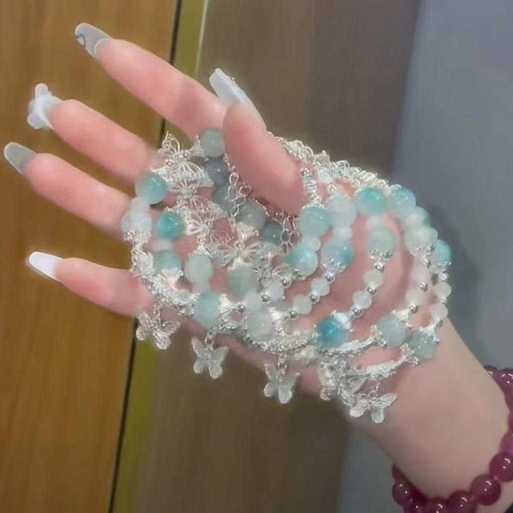 Gorgeous Sweet Style Bracelet For Women Butterfly Charm Glass Beads