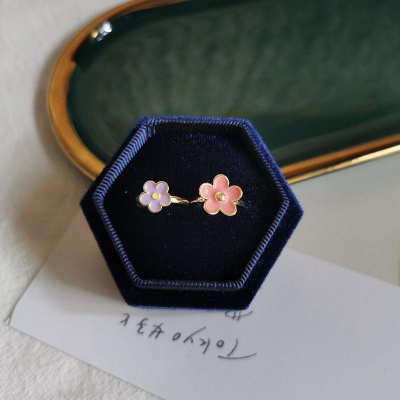 

Alloy Girl Princess Strawberry New Year Gift Ring Purple flower + pink flower