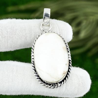 Regalo Per Donne Gioielli Ciondolo Argento Sterling 925 Pietra Preziosa Naturale Howlite