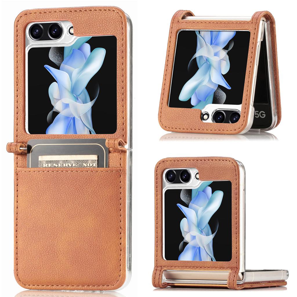 For Samsung Galaxy Z Flip7 FE 5G/Z Flip6 5G Case Card Slot Leather+PC Phone Cover