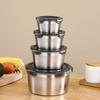 304 Stainless Steel Fresh-Keeping Box Refrigerator Round Food Storage Containers With Lid Kitchen Sealed Leakproof Lunch Box