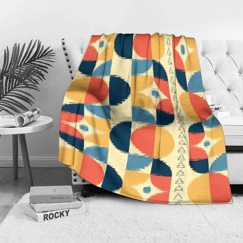 Geometric Pattern Blanket Sofa Bed Throw Cushion Cover Decorative Throw Blanket for Living Room Bedroom Kids Teens