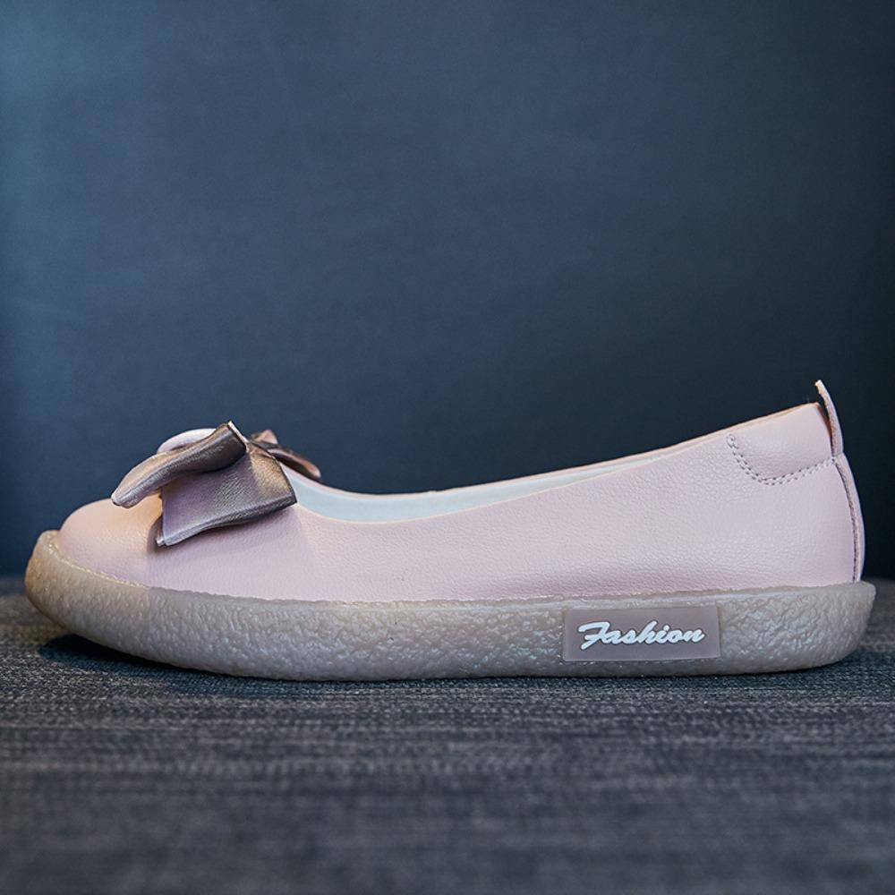 Flat Sole Single Shoe Women's New Retro Leather Soft Soled Butterfly Knot Women's Shoes Jean Shoes for Women Zapatos De Mujer