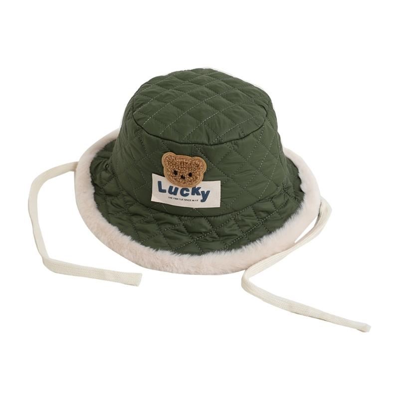 Warm Bear Fisherman Hat Warm Ear Protections Cap Cozy & Fashionable Hat Comfortable Wearing Hat Lightweight for Toddlers темно-зеленого