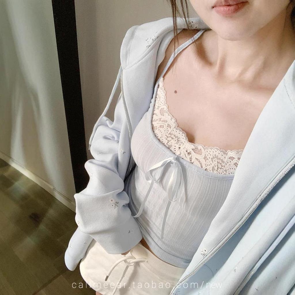 Кружевной лоскутный рубчатый топ-майка с нагрудными вкладышами и облегающего кроя для женщин