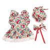 Cute Floral Pet Dress Set for Small Dogs Cats Includes Harness Hat