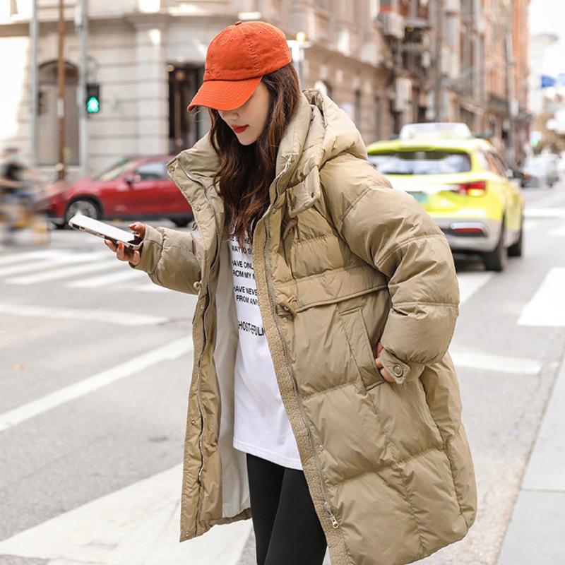 

Женский пуховик средней длины, зимняя свободная куртка на белом утином пуху XL