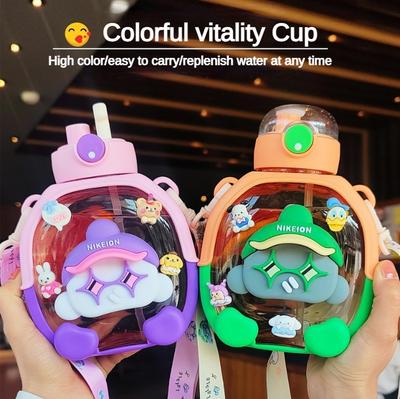 Children's Dolls with Vitality In Summer High Aesthetic Value Large Capacity Portable Student Dual Mouthed Straw Water Bottle
