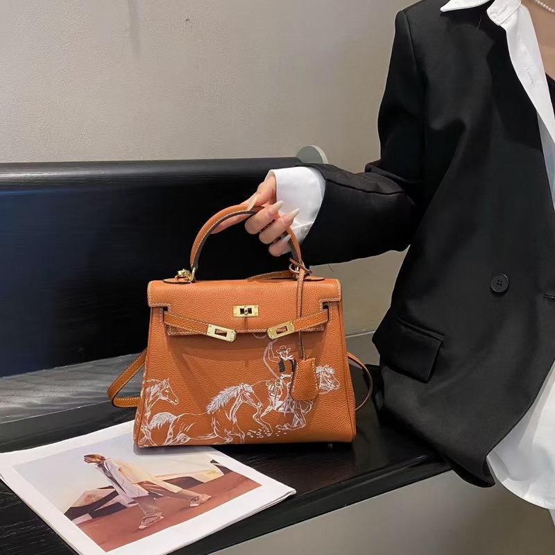 2026 neue Leder-Damenhandtasche Rindsleder erste Schicht Togo weiches Leder Pegasus beschichtete Ententasche grenzüberschreitender Großhandel