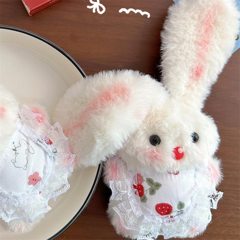 Cartoon Cute Long-Eared Rabbit Squeak Plush Doll Stuffed Toys Keychain Pendant Lanyard Girly Keyring Bag Hanging Ornaments Gifts