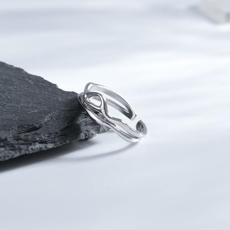 S999 Sterling Silver Unisex Couple Rings - Personalized, Cool, High-End Irregular Design, Openable Finger Rings
