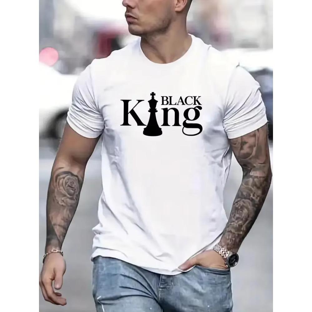 Black king letter graphic printing men's creative top casual short-sleeved round neck cottonT-shirt summer outdoor men's T-shirt