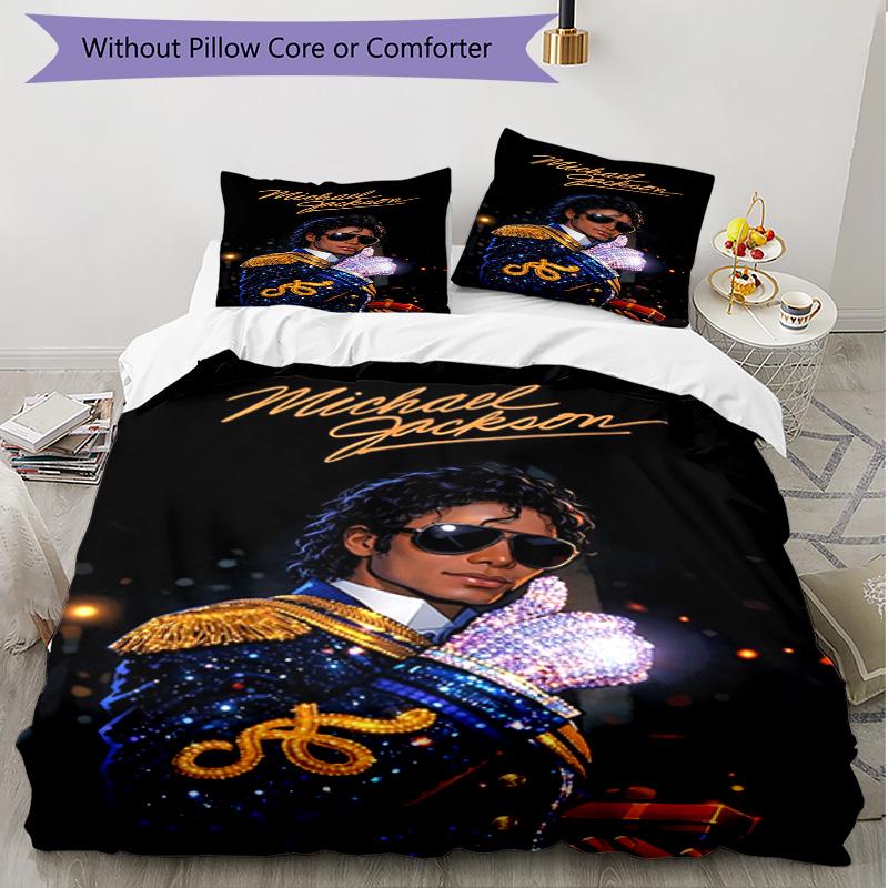 3pcs Duvet Cover Set (1*Duvet Cover + 2*Pillowcase, Without Core), Michael Jackson Print Soft All‑Season Bedding Set, Home Bedroom Decor Gift