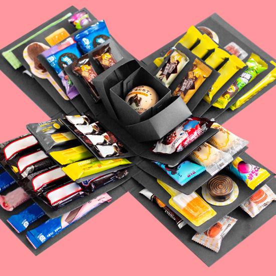 Explosion Gift Box 5-Layer Snack Explosion Box DIY Scrapbooking Box for Anniversary Birthday Valentine's Day Wedding Gift