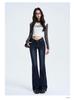 Jeans a zampa retro a vita a V da donna 2025 - Pantaloni a zampa a vita bassa trendy
