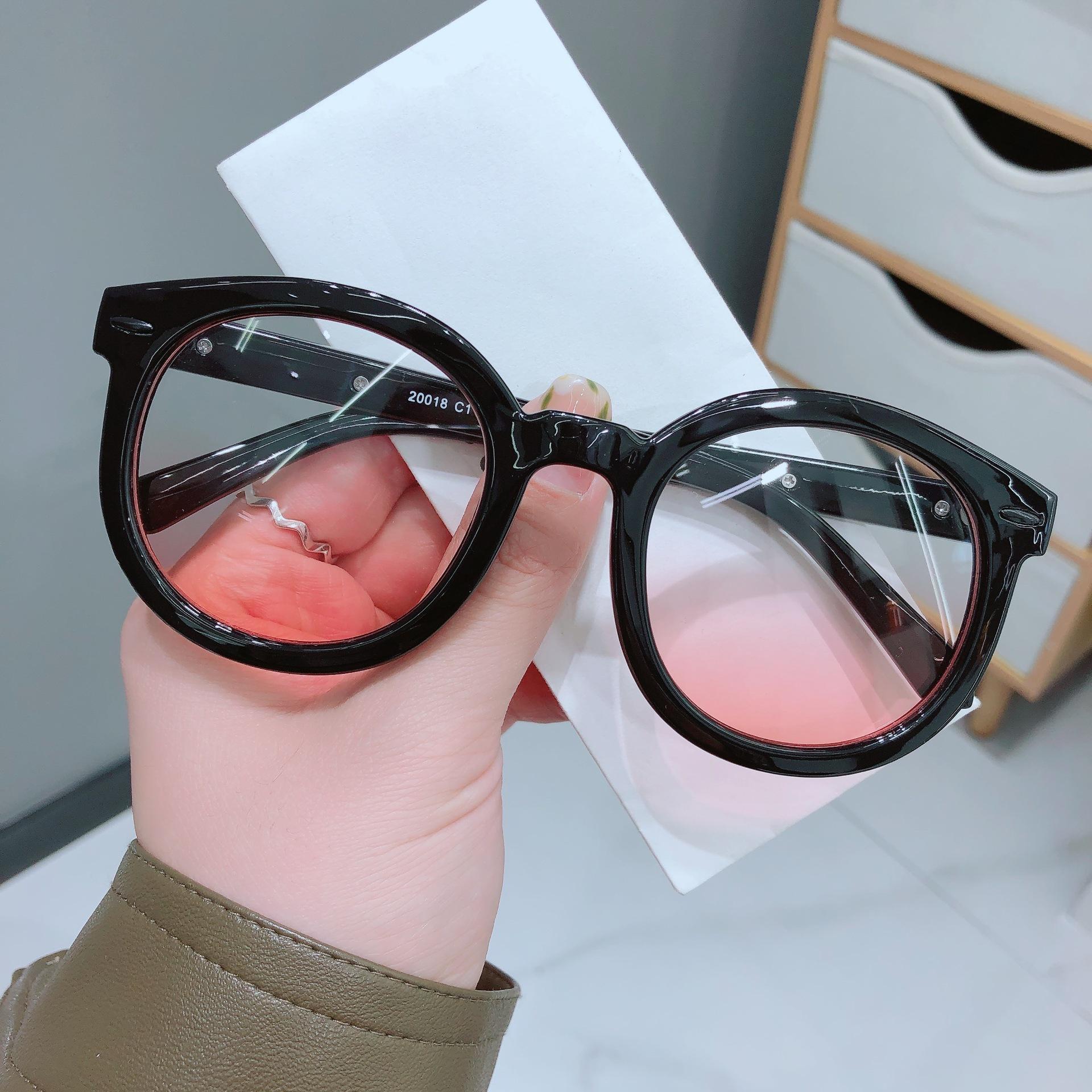 Powder Blusher Glasses Women Gradual Pink Lenses Myopia Big Frame Eyewear Fashion Optical 1PC