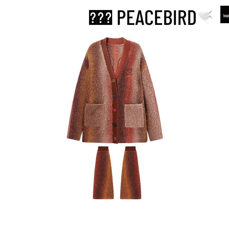 Peacebird Women s Gradient Knit Long Sleeve V-Neck Cardigan XS