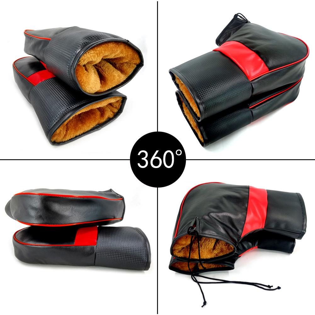 1 Pair Winter Motorcycle Handlebar Muffs Windproof Rainproof Thermal Insulation Thick Warm Grip Cover for Scooter Bike Riding