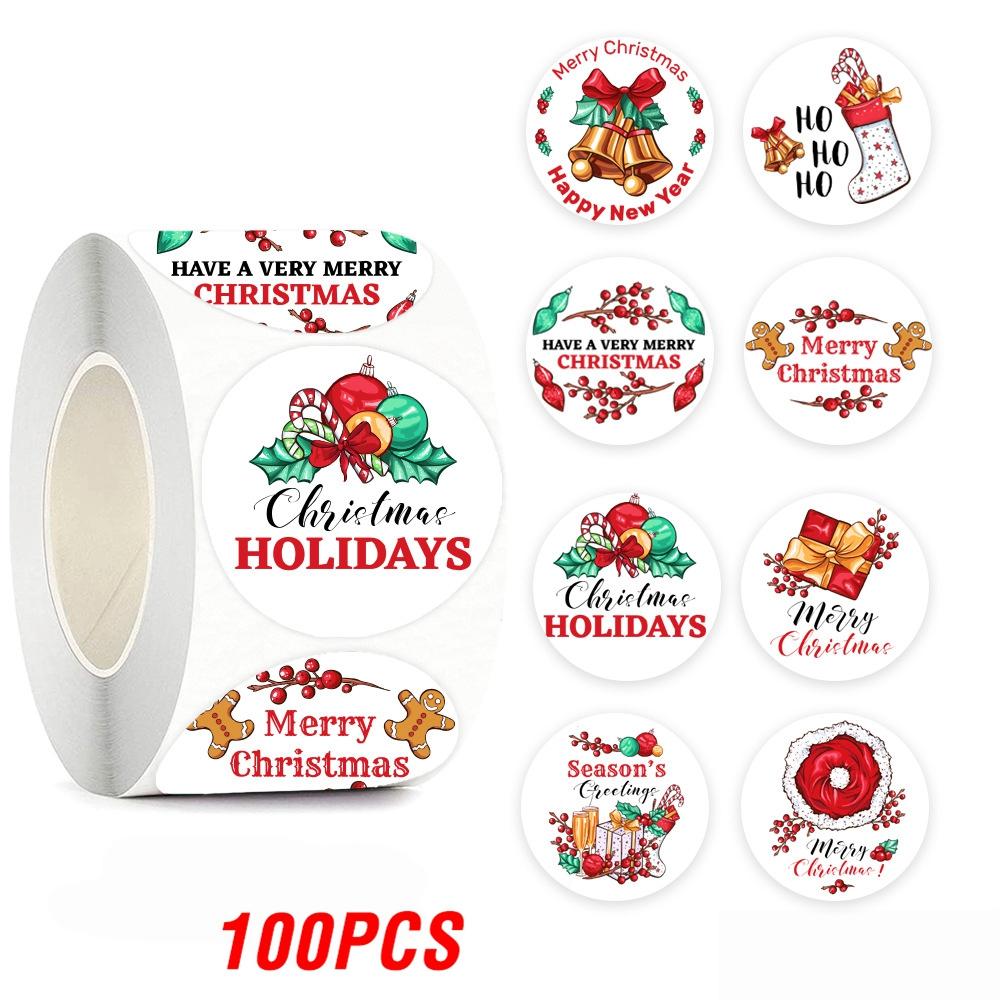 

100-500pcs Merry Christmas Sticker Christmas Party Decoration Gift Box Sealed Sticker Envelope Sticker Home Decor Baking Tags