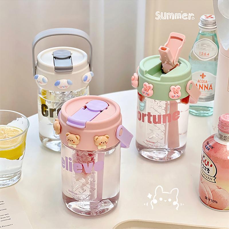 Charming Plastic Water Bottle With Tea Strainer Lightweight Sport Roomy Student Children Straw Tea Separation Drinking Cup