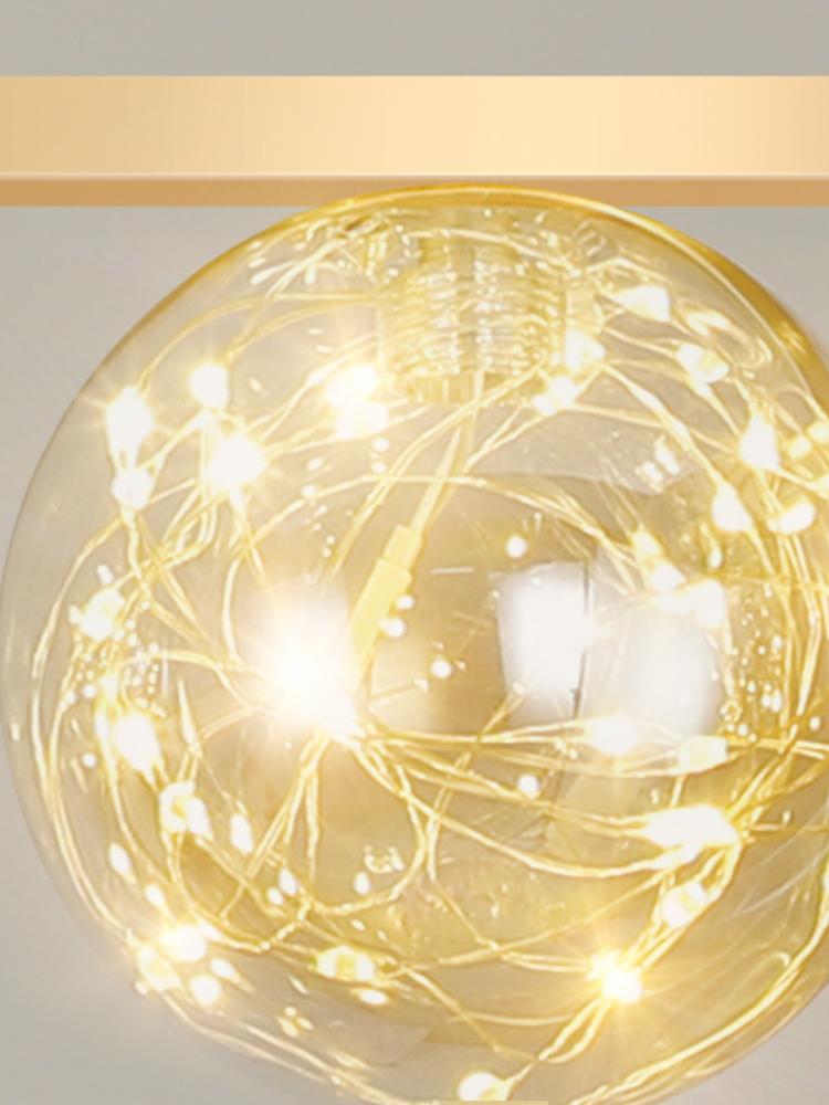 Modern Creative Chandelier Circle Lights Clear Glass Ball Ceiling Hanging Lamp Romantic Star Living Room Decor Led Lighting Gold