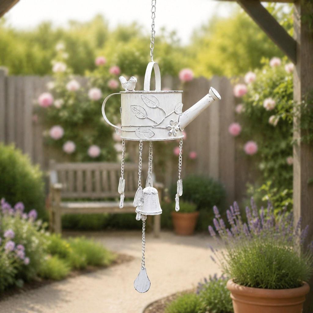Watering Can Metal Wind Chime Decorative Ornament Unique Hanging Display Windchime for Home Yard
