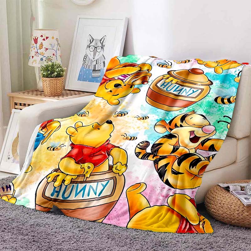 6 Sizes Classic HD Winnie The Pooh Print Soft Cozy Blanket Decor for Couch Sofa Bed Travel Camping Next Day Shipping Great Gift