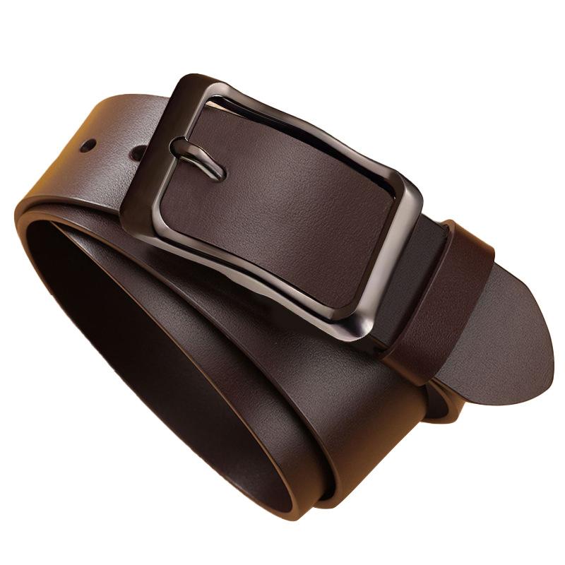 Men's Belt Retro Pin Buckle Belt Trendy Cowhide Belt Middle Aged and Young Versatile Jeans Belt