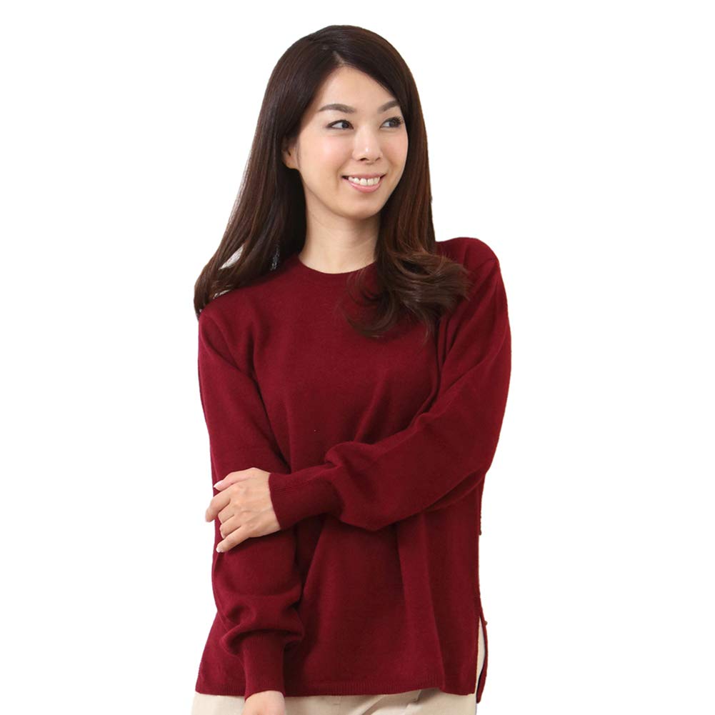 Cashmere Crew Neck M [Gobi] 100% Sweater, Color Burgundy, Size